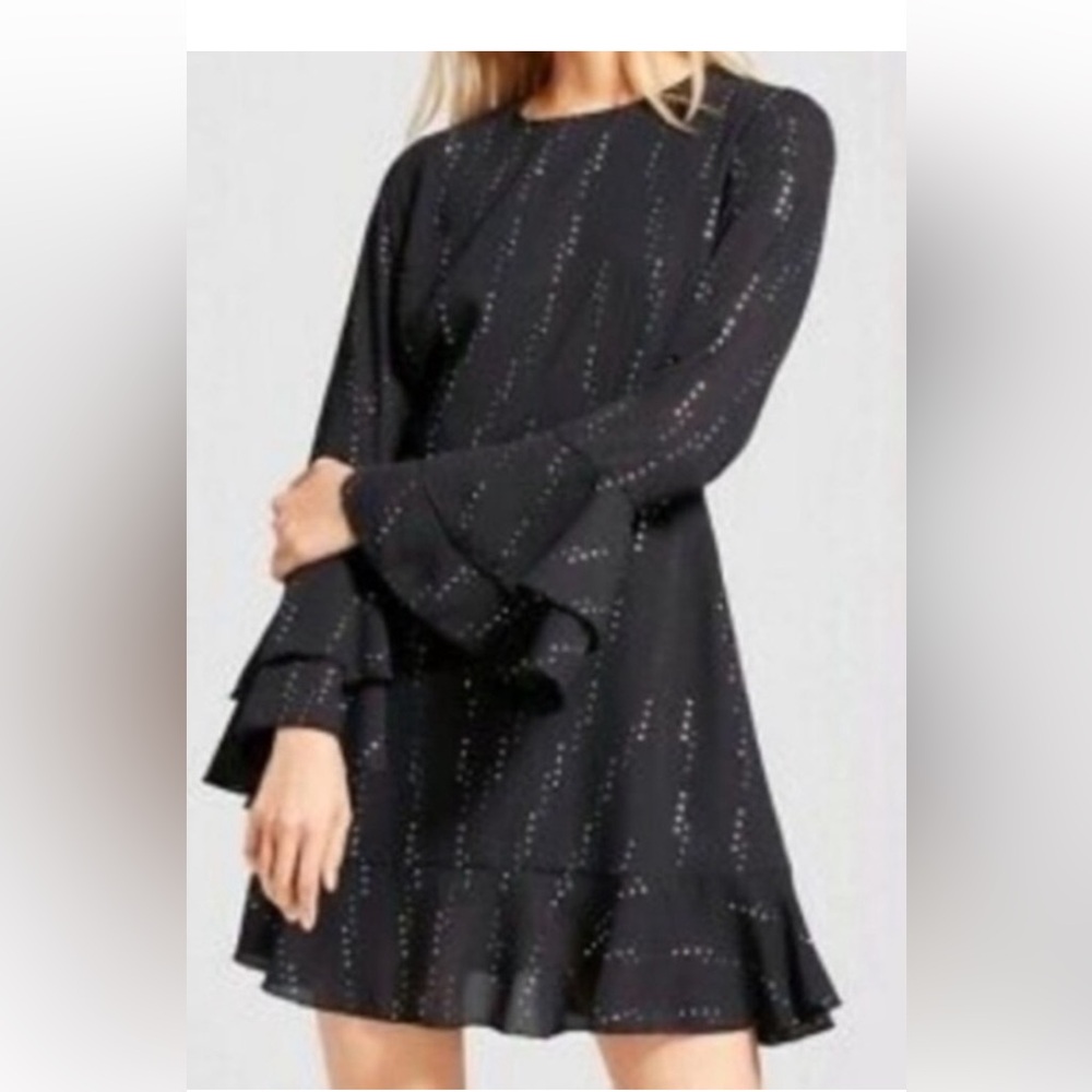Who What Wear Dress Black With Silver Spots Motif!
